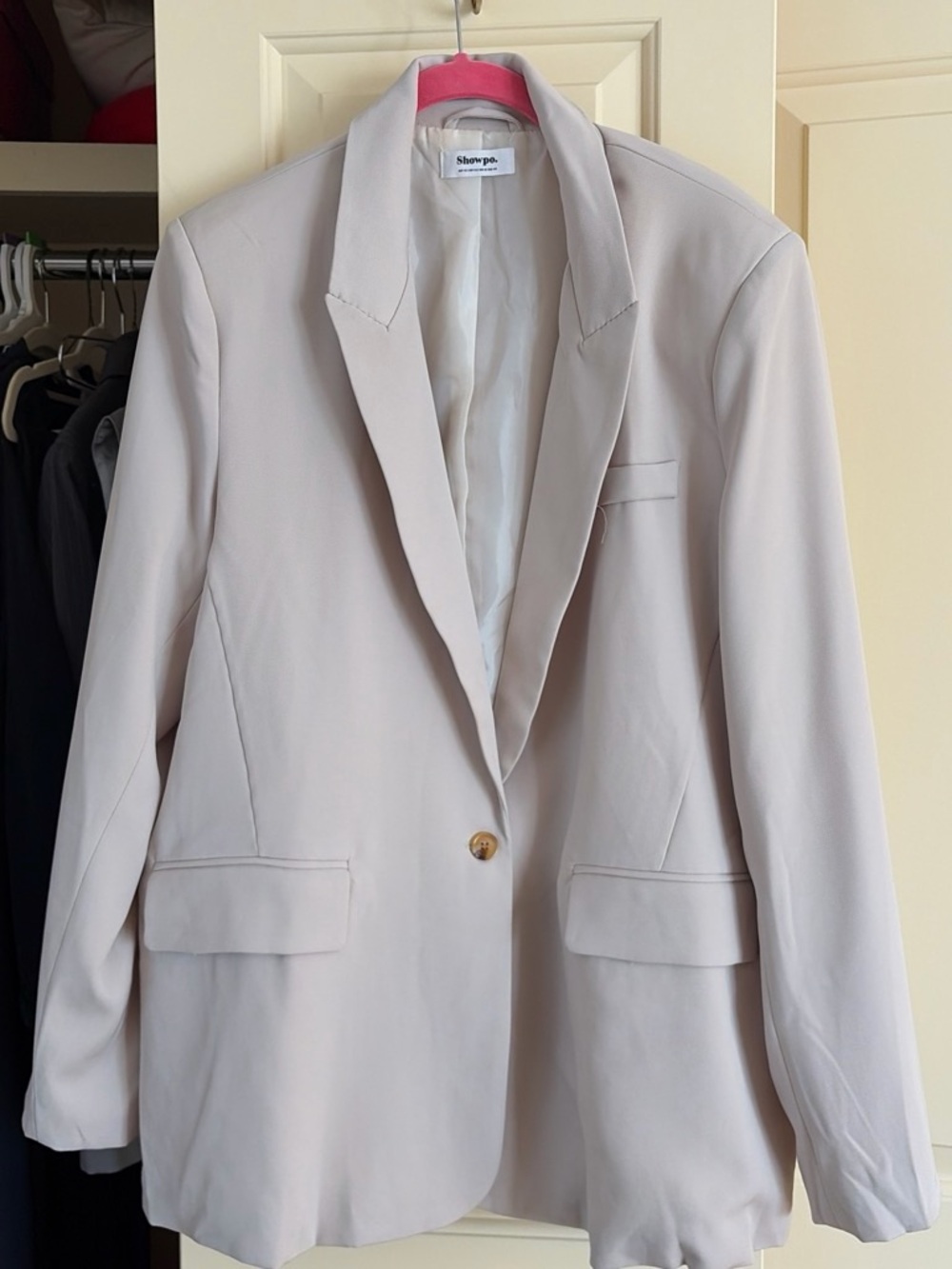 Showpo. Pale Beige Single-Button Tailored Blazer